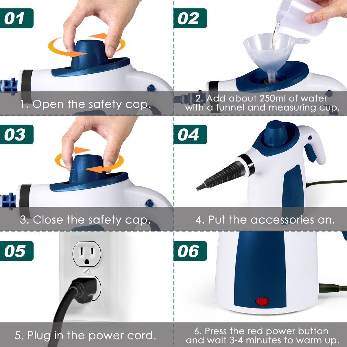 Portable Steam Cleaner, Hand Held Steam Cleaners for cleaning house, Multifunctional Handheld Steam Cleaner, 11-Piece Accessory Kit for Sofa, Carpets, Upholstery, Floor, Bathroom, Mattress and More