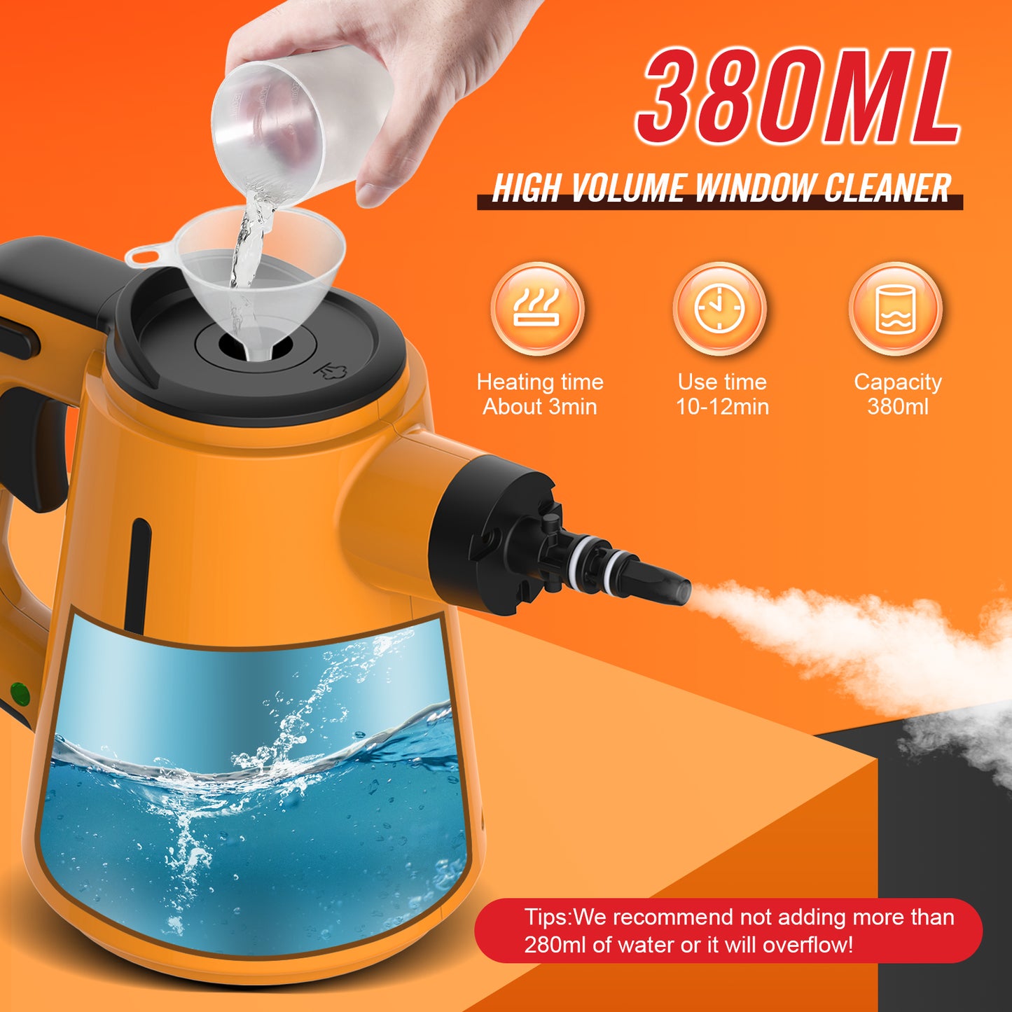 Portable Steam Cleaner,The Home Mini Hand Held Multi Purpose Steamer,Multifunctional Handheld Steam Cleaner 10 Attachments Stain Removal,Curtains,Car,Kitchen Tops & Much More